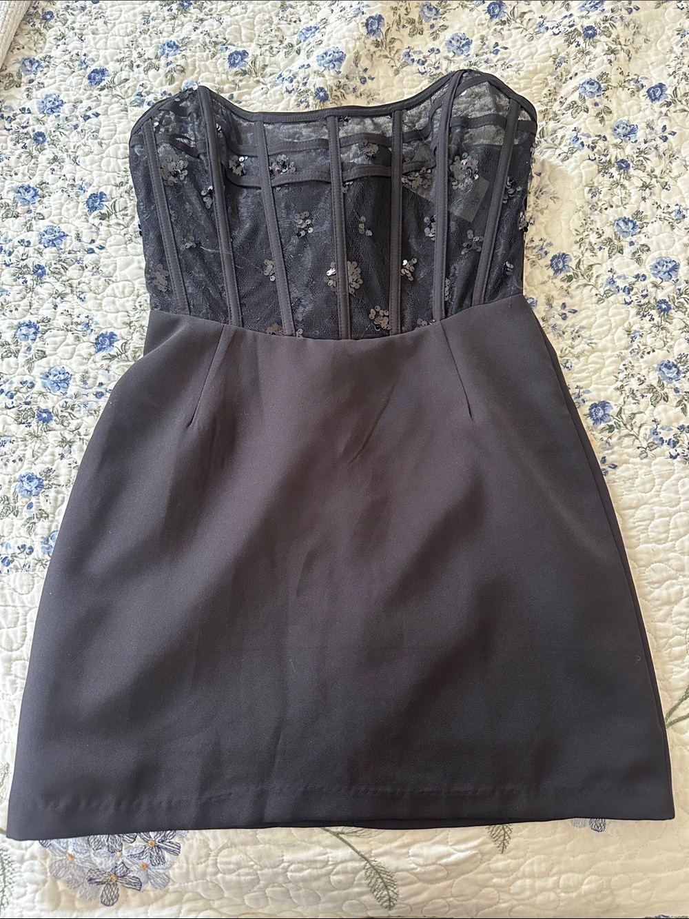 Forever 21 Black Strapless Lace Corset Dress